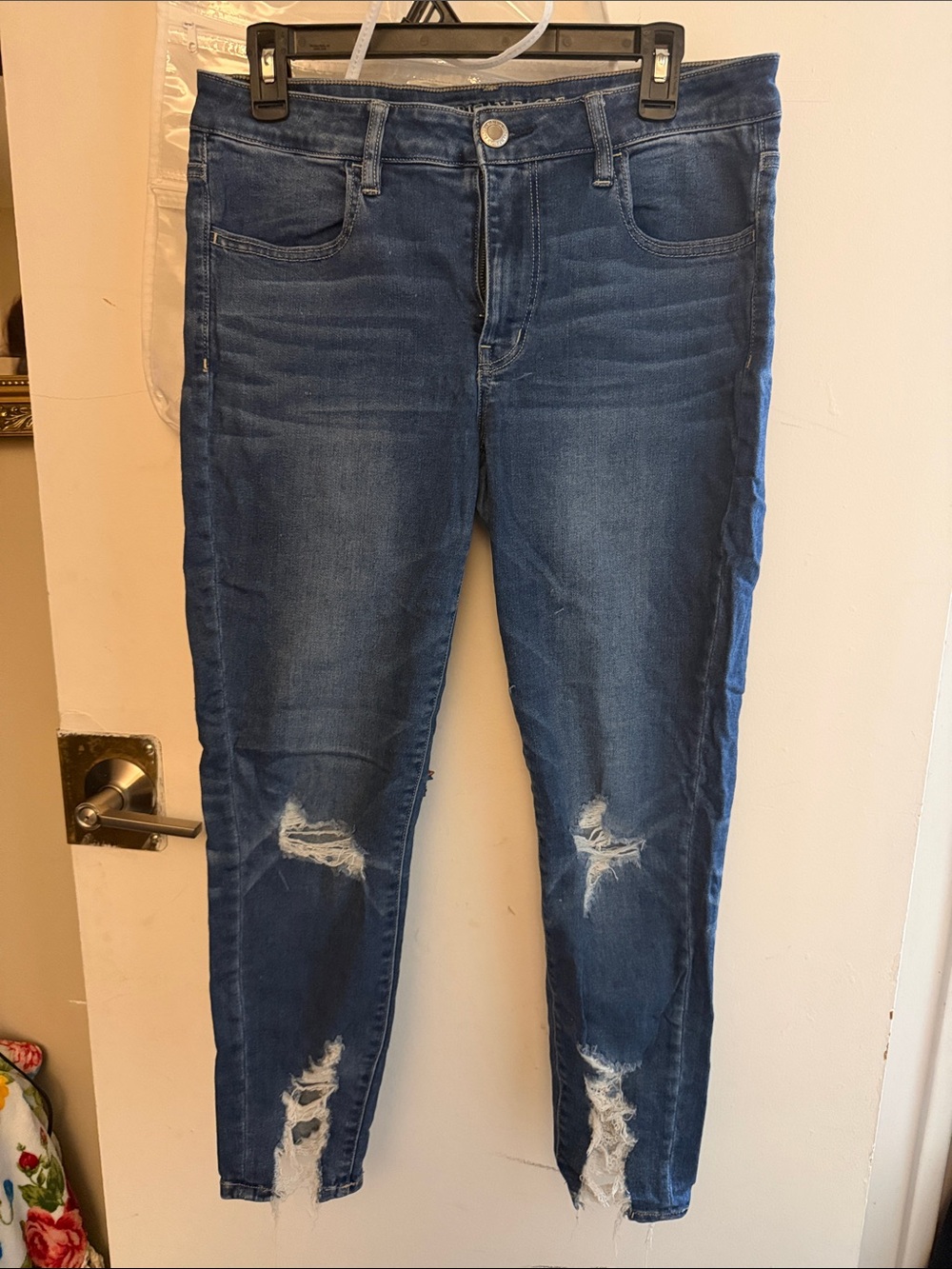 Classic Dark Blue Distressed Women's Jeans
